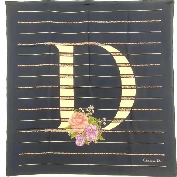 Christian Dior 100% Silk Scarf 30x30 - Picture 1 of 6